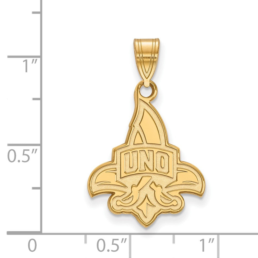 Gold Plated Sterling Silver Logoart University Of New Orleans U N O Large Pendant