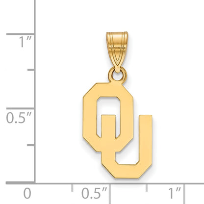 14K Yellow Gold Logoart University Of Oklahoma O U Medium Pendant