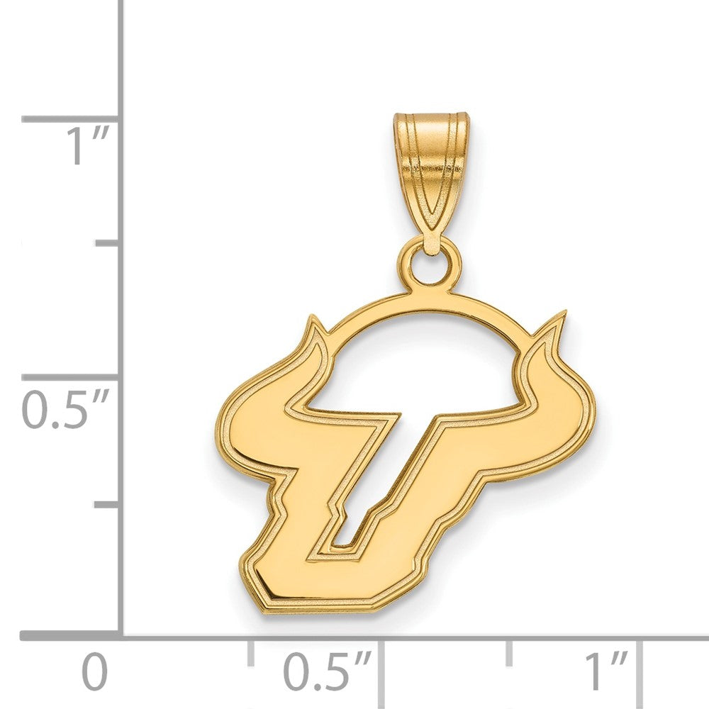 Gold Plated Sterling Silver Logoart University Of South Florida Bull Medium Pendant