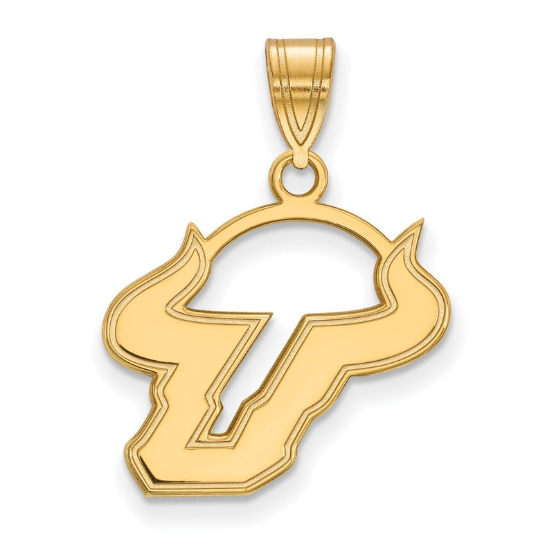 Gold Plated Sterling Silver Logoart University Of South Florida Bull Medium Pendant