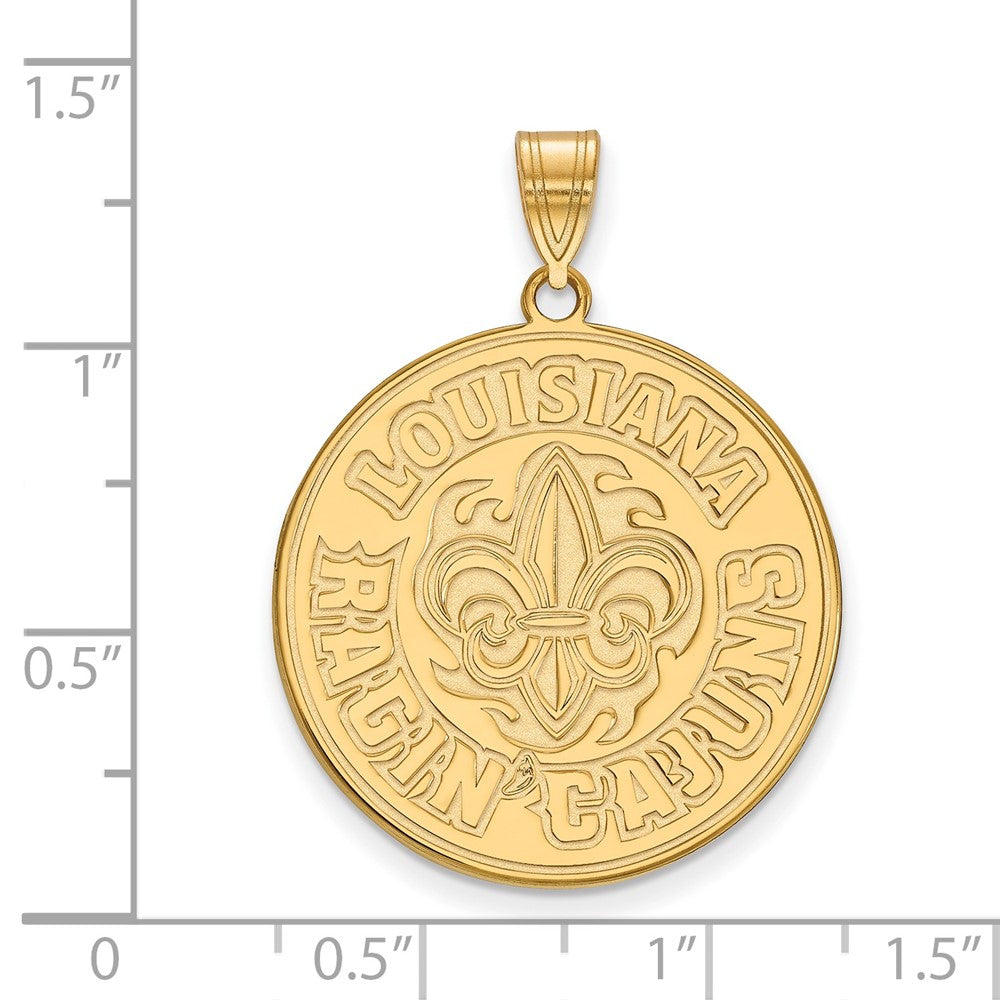 Gold Plated Sterling Silver Logoart University Of Louisiana At Lafayette Extra Large Pendant