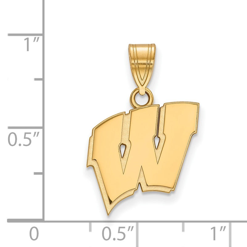 14K Yellow Gold Logoart University Of Wisconsin Letter W Medium Pendant