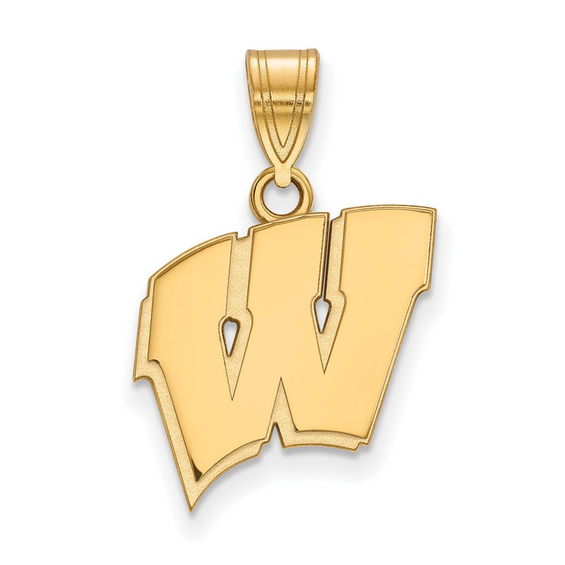 Gold Plated Sterling Silver Logoart University Of Wisconsin Letter W Medium Pendant