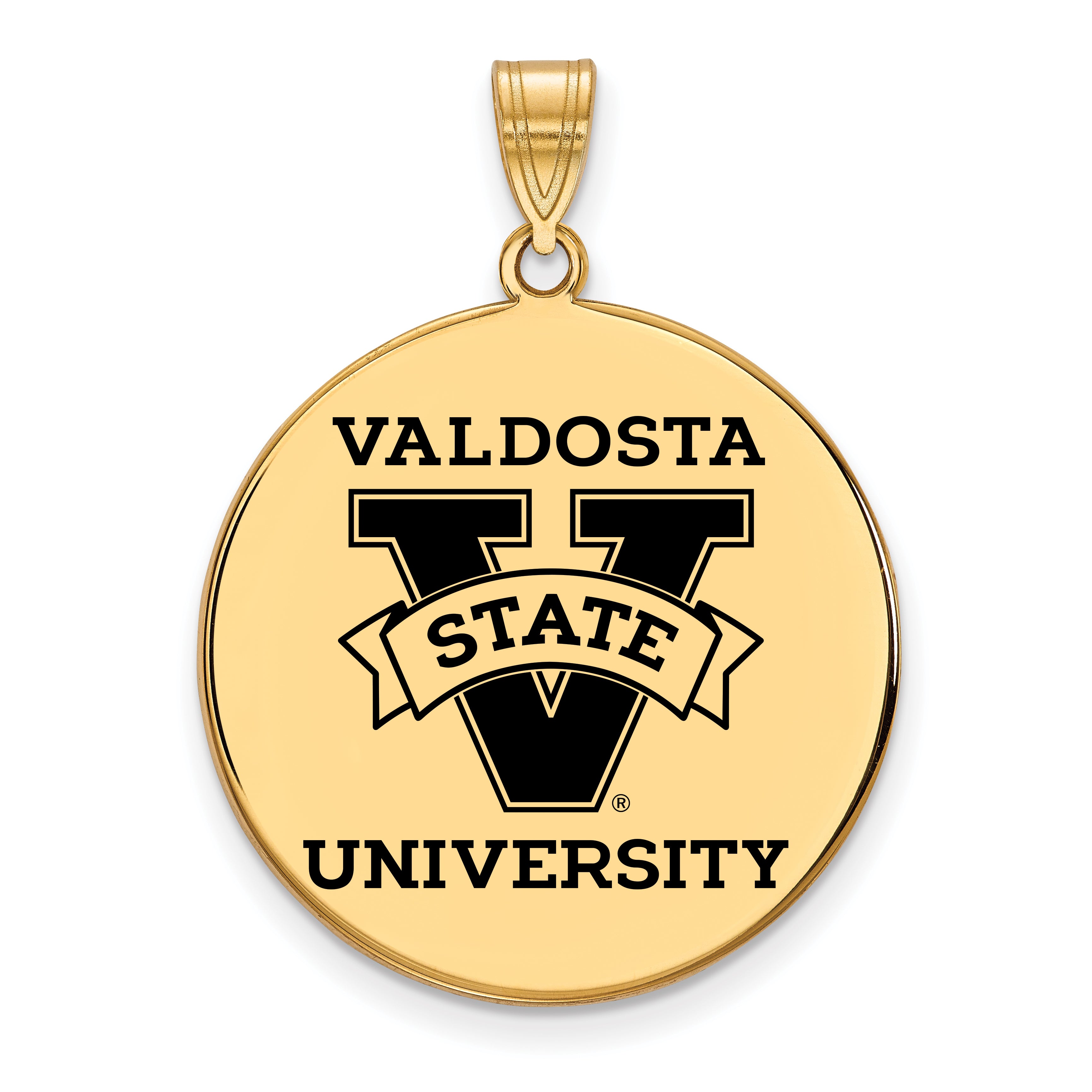 Gold Plated Sterling Silver Logoart Valdosta State University Extra Large Enameled Disc Pendant