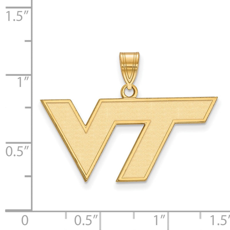 10K Yellow Gold Logoart Virginia Tech V T Medium Pendant