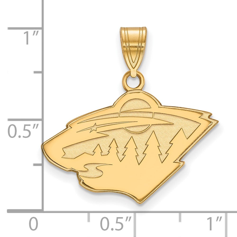 Gold Plated Sterling Silver Nhl Logoart Minnesota Wild Medium Pendant