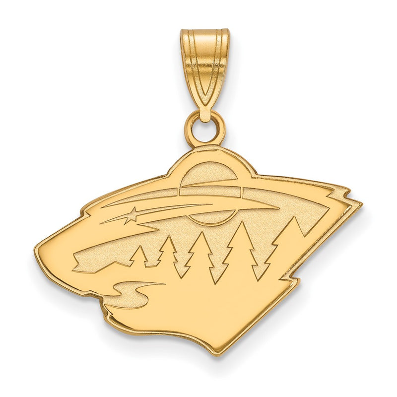 Gold Plated Sterling Silver Nhl Logoart Minnesota Wild Medium Pendant