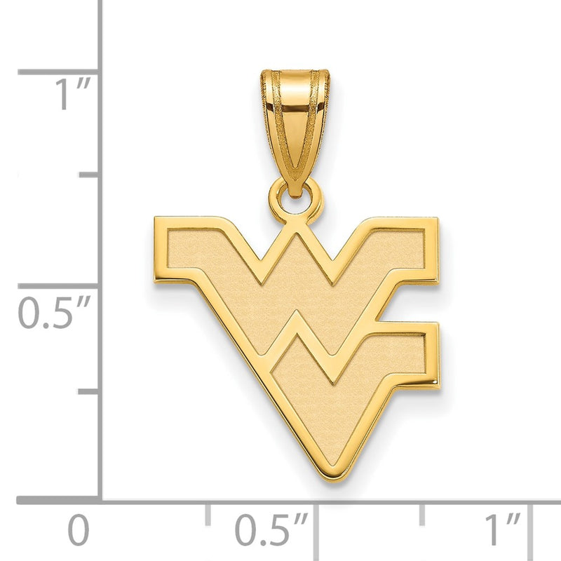 14K Yellow Gold Logoart West Virginia University W V Medium Pendant