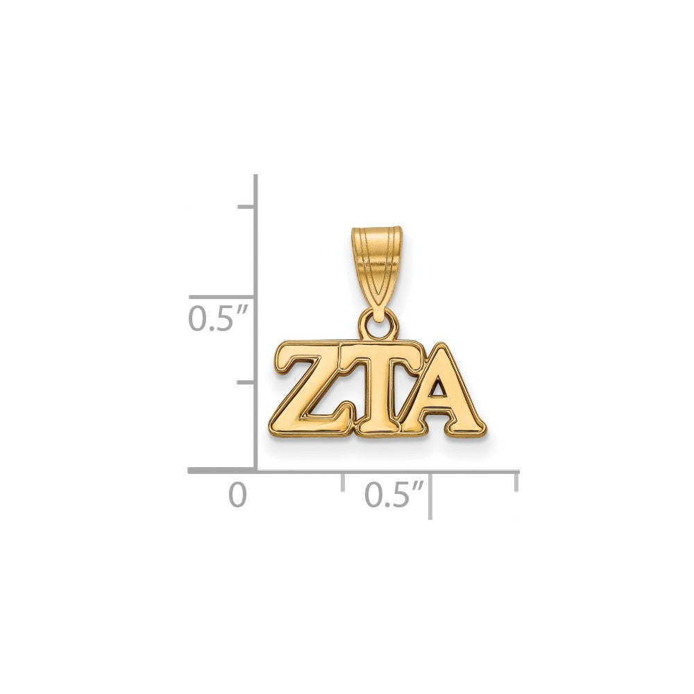 Gold Plated Sterling Silver Logoart Zeta Tau Alpha Sorority Greek Letters Medium Pendant
