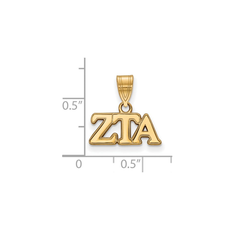 Gold Plated Sterling Silver Logoart Zeta Tau Alpha Sorority Greek Letters Medium Pendant