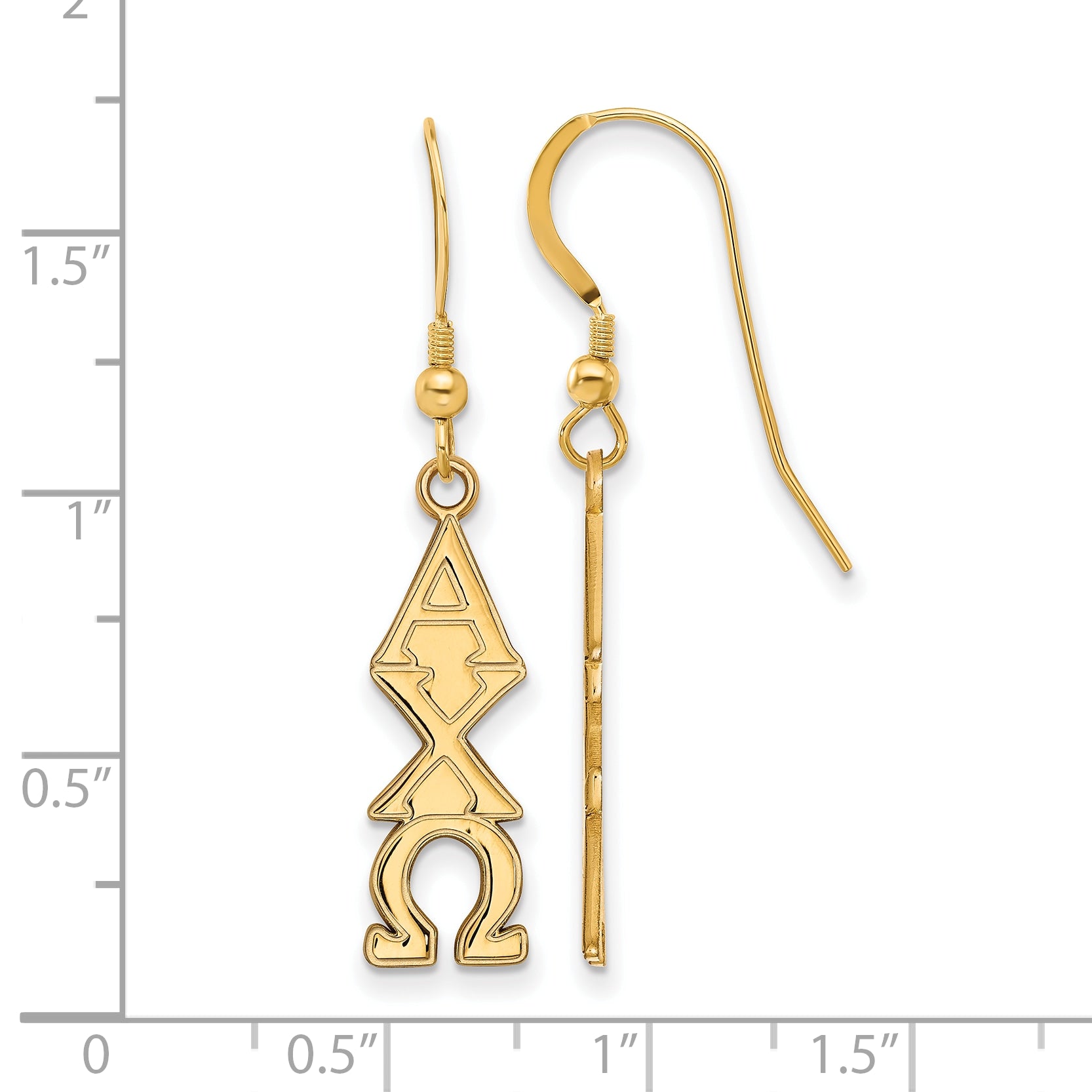 Gold Plated Sterling Silver Logoart Alpha Chi Omega Sorority Greek Letters Small Dangle Earrings