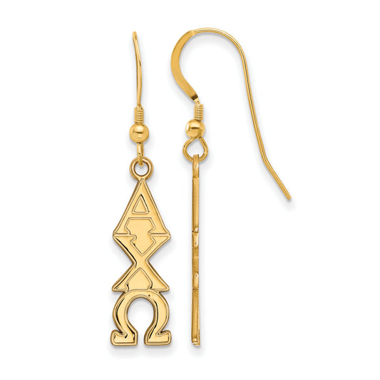 Gold Plated Sterling Silver Logoart Alpha Chi Omega Sorority Greek Letters Small Dangle Earrings