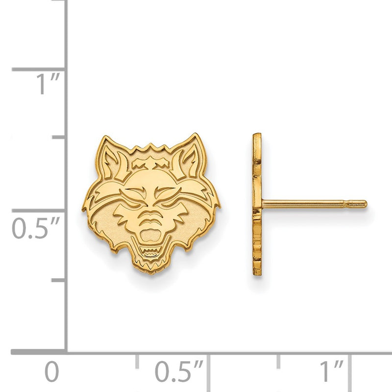 Gold Plated Sterling Silver Logoart Arkansas State University Wolf Small Post Earrings