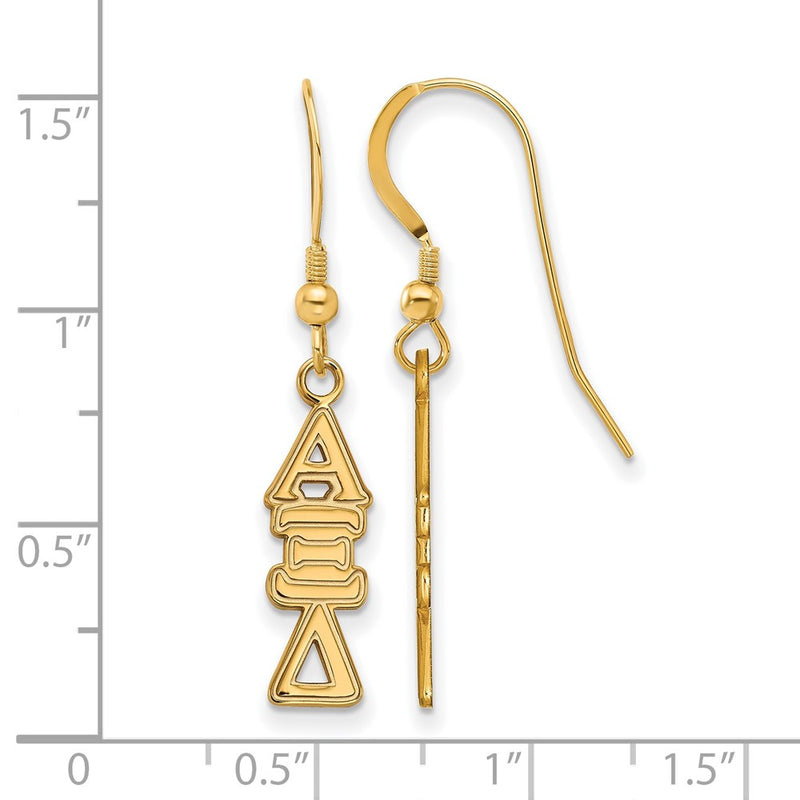 Gold Plated Sterling Silver Logoart Alpha Xi Delta Sorority Greek Letters Medium Dangle Earrings