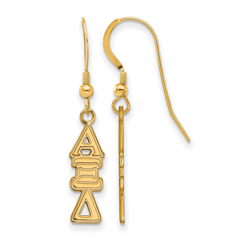 Gold Plated Sterling Silver Logoart Alpha Xi Delta Sorority Greek Letters Medium Dangle Earrings