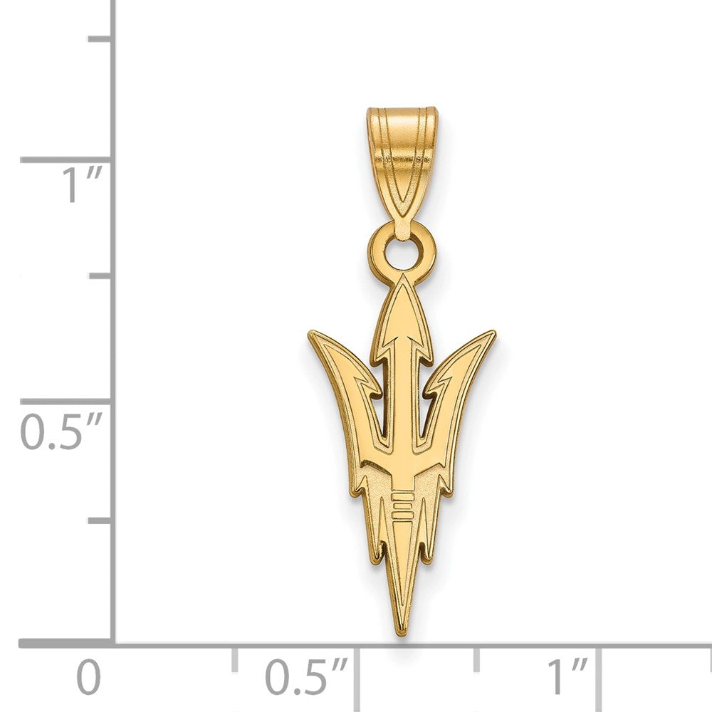 Gold Plated Sterling Silver Logoart Arizona State University Pitchfork Large Pendant