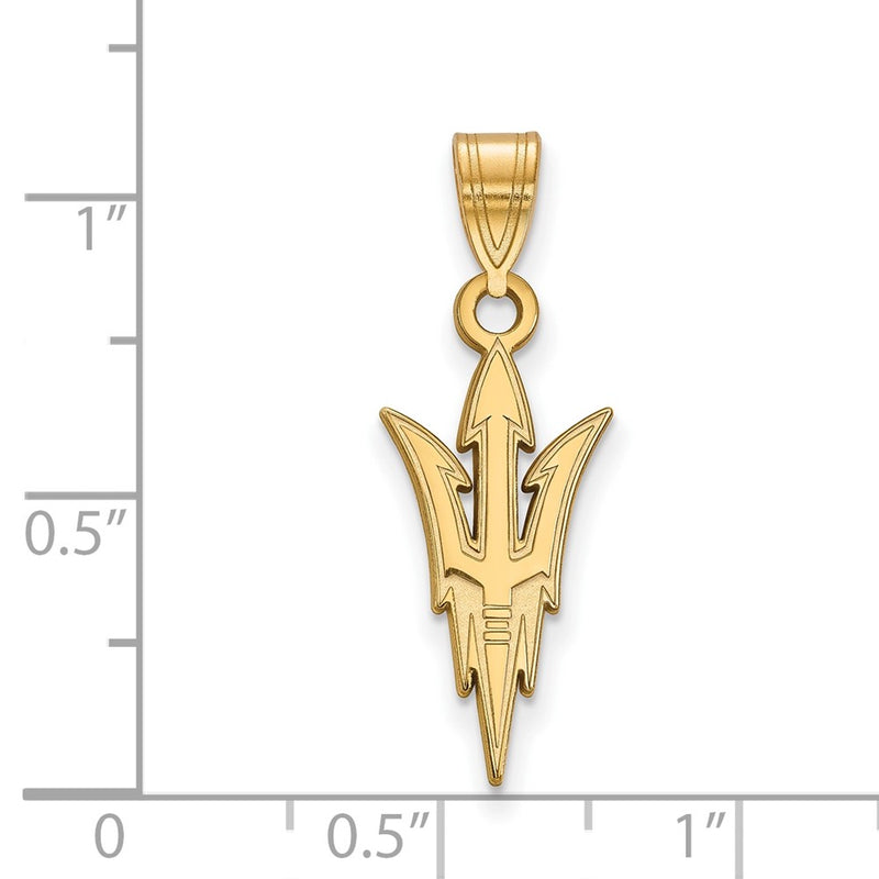 Gold Plated Sterling Silver Logoart Arizona State University Pitchfork Large Pendant