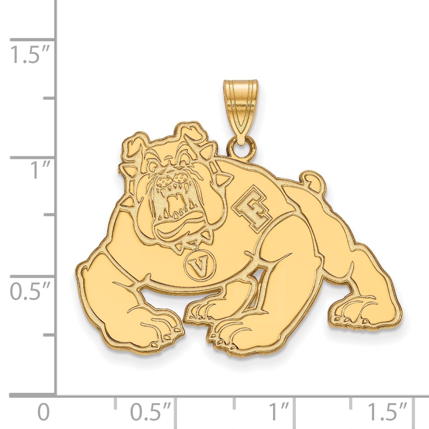 10K Yellow Gold Logoart California State University Fresno Bulldog Extra Large Pendant