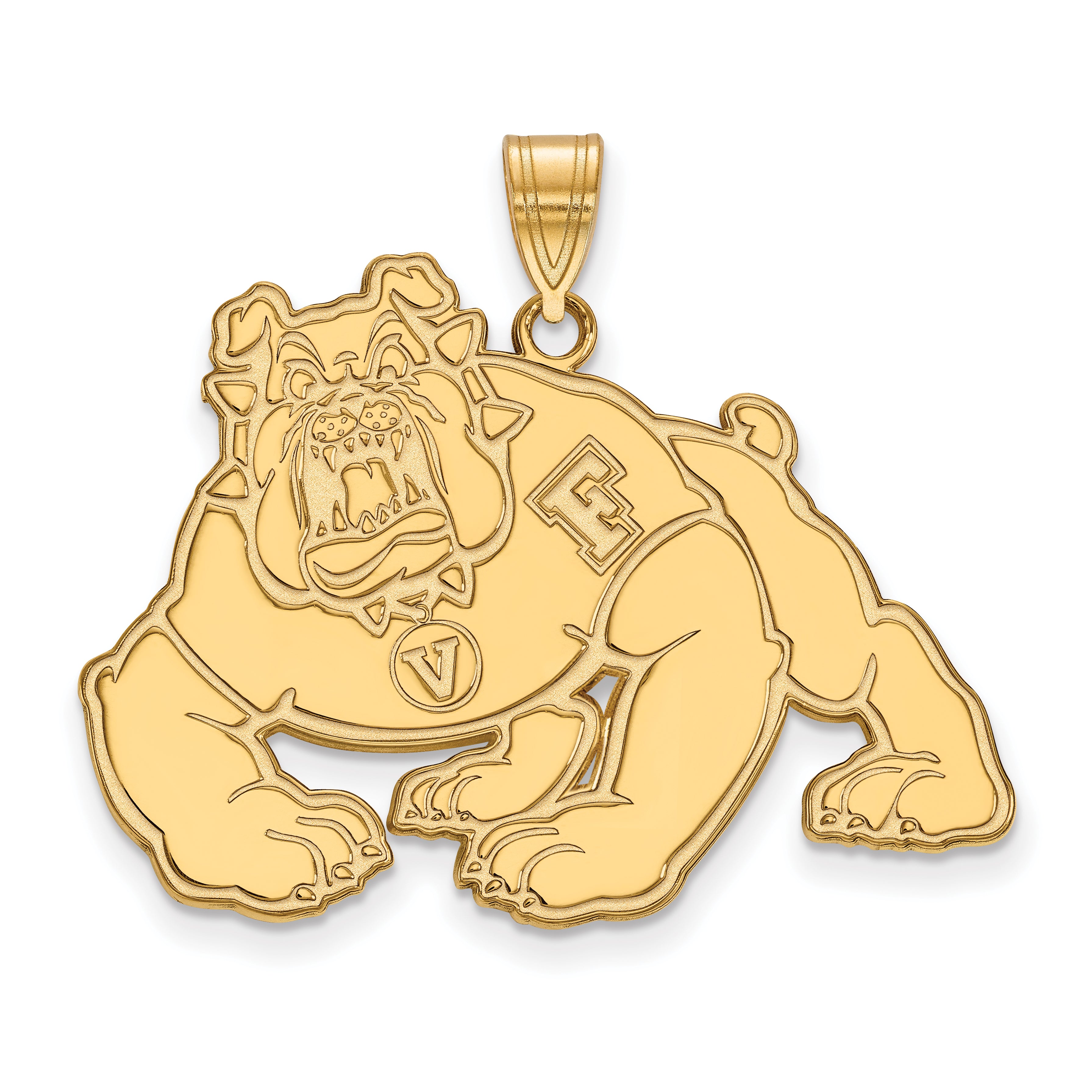 10K Yellow Gold Logoart California State University Fresno Bulldog Extra Large Pendant