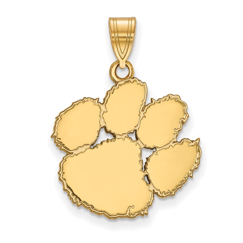 Gold Plated Sterling Silver Logoart Clemson University Tiger Paw Large Pendant