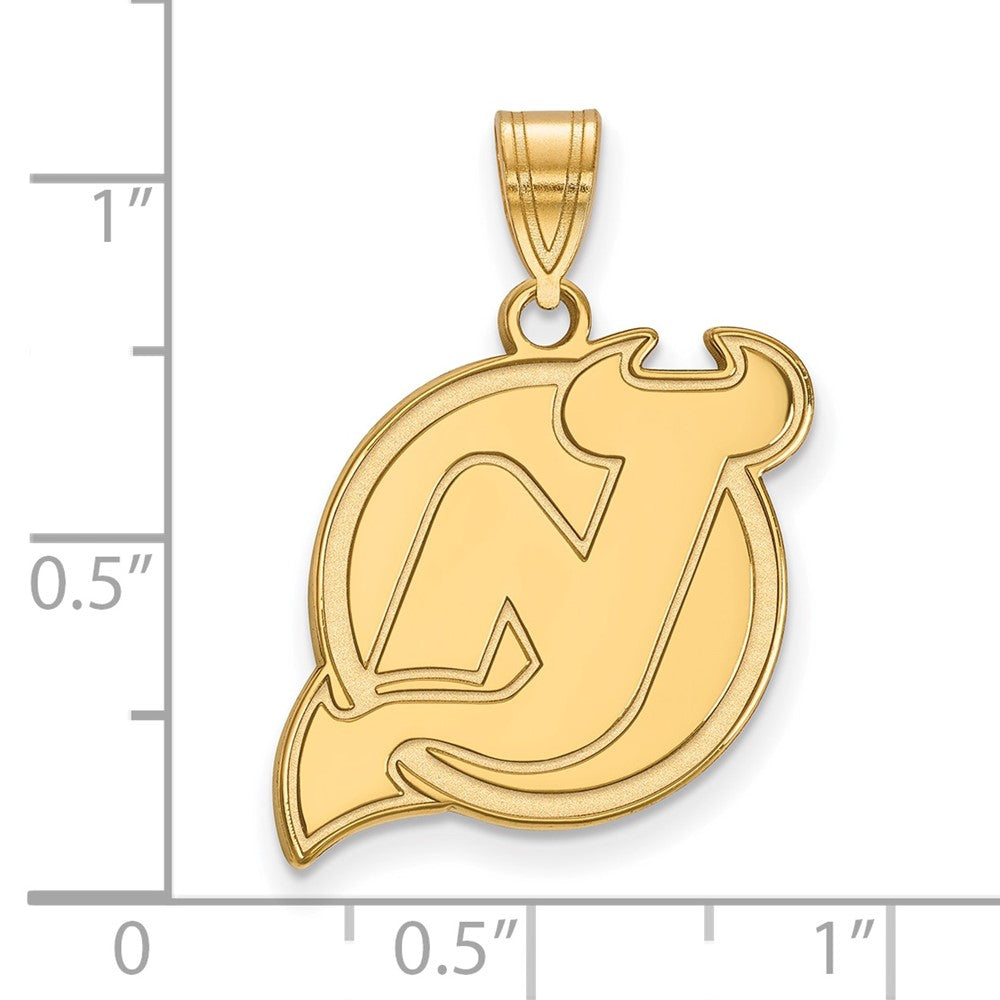 Gold Plated Sterling Silver Nhl Logoart New Jersey Devils Large Pendant
