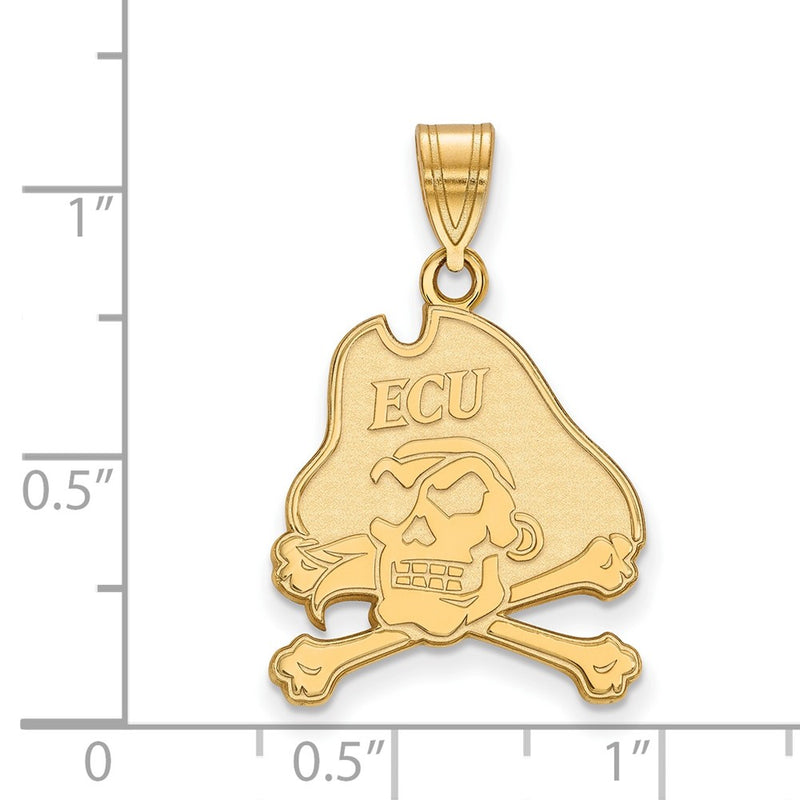 14K Yellow Gold Logoart East Carolina University Pirate Large Pendant