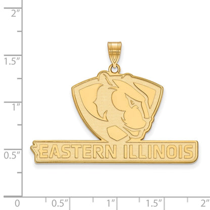 Gold Plated Sterling Silver Logoart Eastern Illinois University Extra Large Pendant