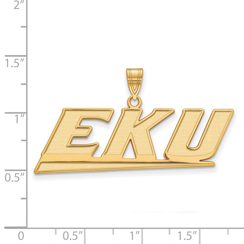 14K Yellow Gold Logoart Eastern Kentucky University E K U Large Pendant