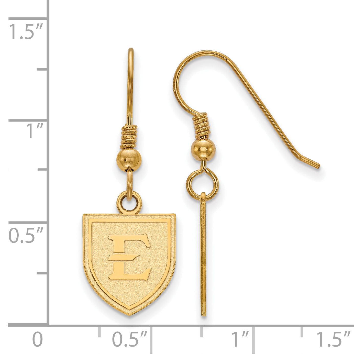 Gold Plated Sterling Silver Gp Logoart East Tennessee State Small Dangle Earrings