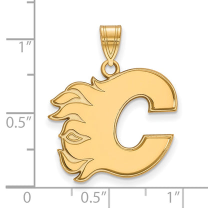 Gold Plated Sterling Silver Nhl Logoart Calgary Flames Letter C Large Pendant