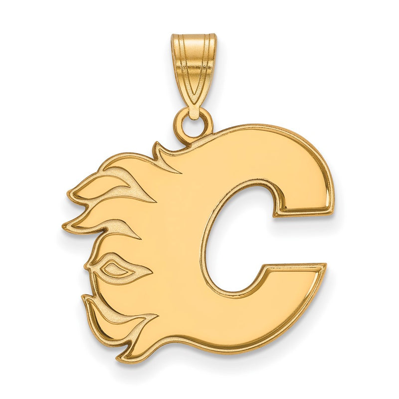 Gold Plated Sterling Silver Nhl Logoart Calgary Flames Letter C Large Pendant