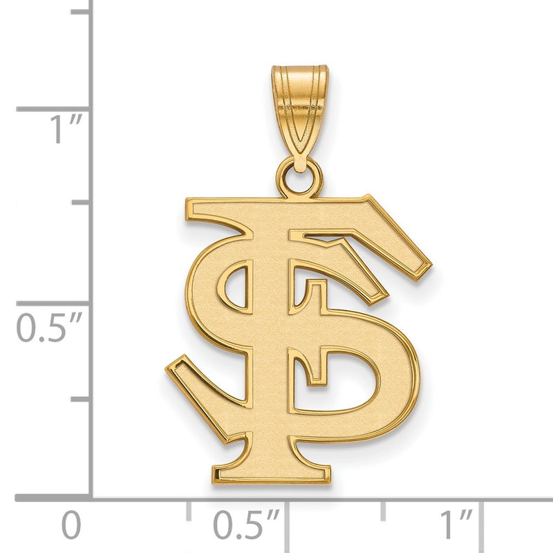 14K Yellow Gold Logoart Florida State University F S Large Pendant