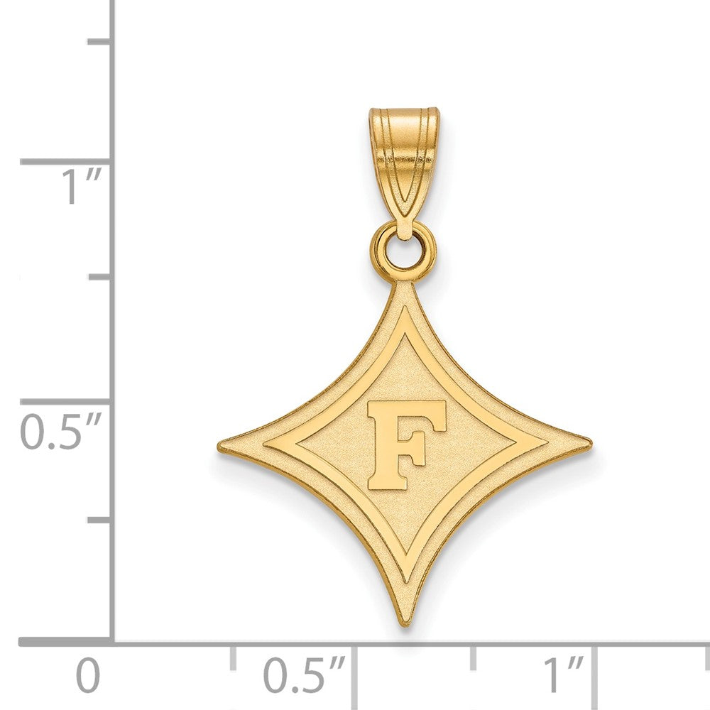 Gold Plated Sterling Silver Logoart Furman University Large Pendant