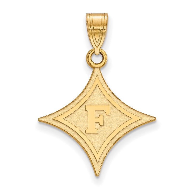 Gold Plated Sterling Silver Logoart Furman University Large Pendant