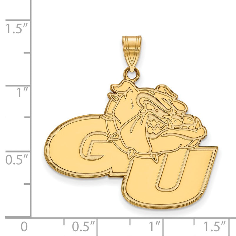 Gold Plated Sterling Silver Logoart Gonzaga University G U Bulldog Extra Large Pendant