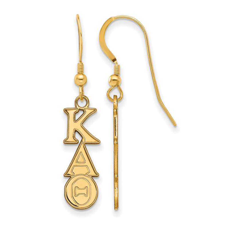 Gold Plated Sterling Silver Logoart Kappa Alpha Theta Sorority Greek Letters Small Dangle Earrings