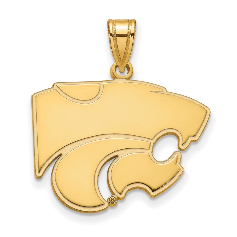 Gold Plated Sterling Silver Logoart Kansas State University Wildcat Large Pendant