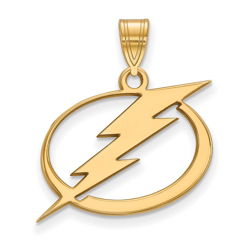 Gold Plated Sterling Silver Nhl Logoart Tampa Bay Lightning Large Pendant
