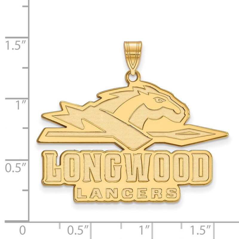 Gold Plated Sterling Silver Logoart Longwood University Lancers Extra Large Pendant