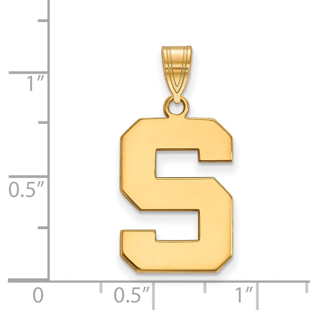 Gold Plated Sterling Silver Logoart Michigan State University Letter S Large Pendant