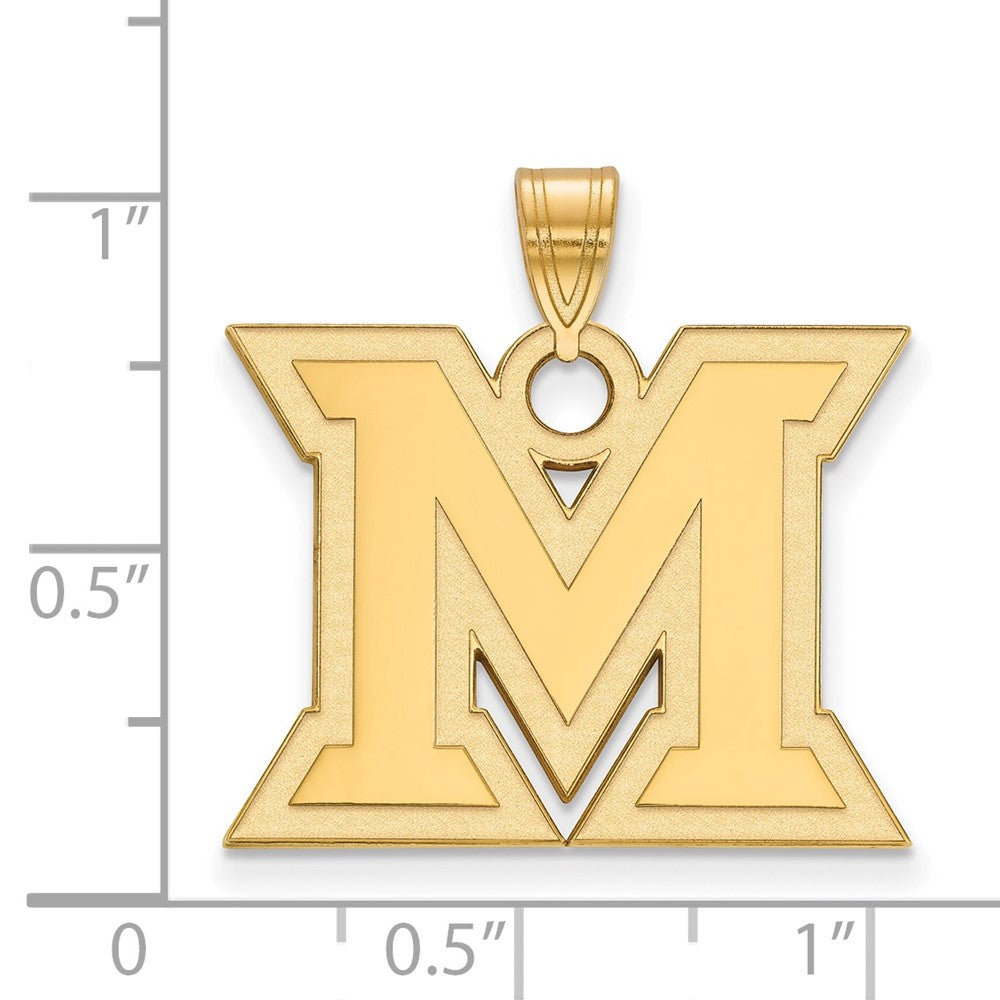 Gold Plated Sterling Silver Logoart Miami University Ohio Letter M Large Pendant