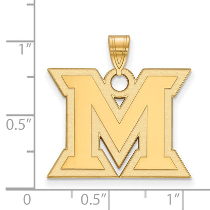 Gold Plated Sterling Silver Logoart Miami University Ohio Letter M Large Pendant