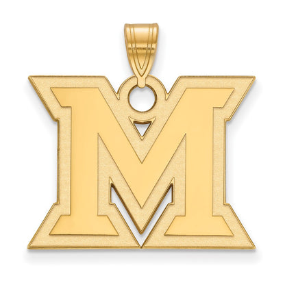 14K Yellow Gold Logoart Miami University Ohio Letter M Large Pendant