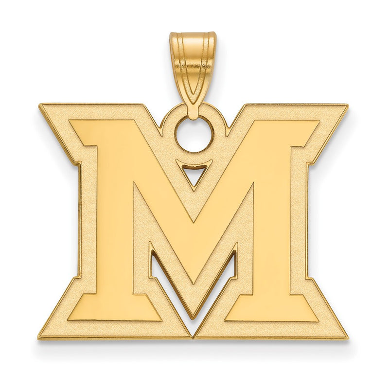 14K Yellow Gold Logoart Miami University Ohio Letter M Large Pendant