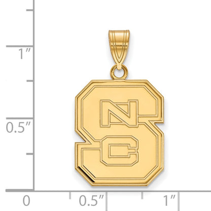 Gold Plated Sterling Silver Logoart North Carolina State University N C S Large Pendant