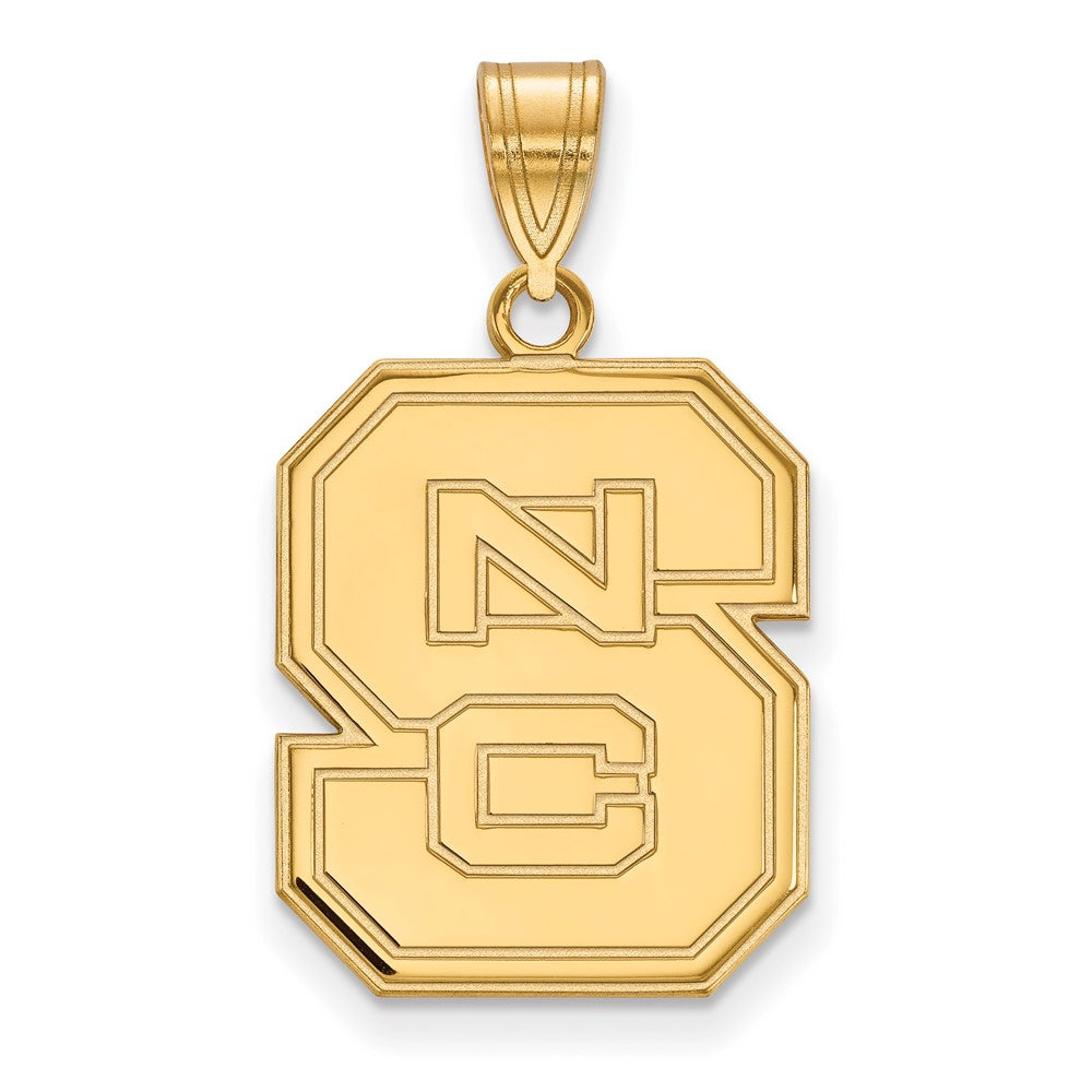 Gold Plated Sterling Silver Logoart North Carolina State University N C S Large Pendant