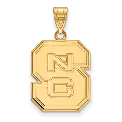 Gold Plated Sterling Silver Logoart North Carolina State University N C S Large Pendant