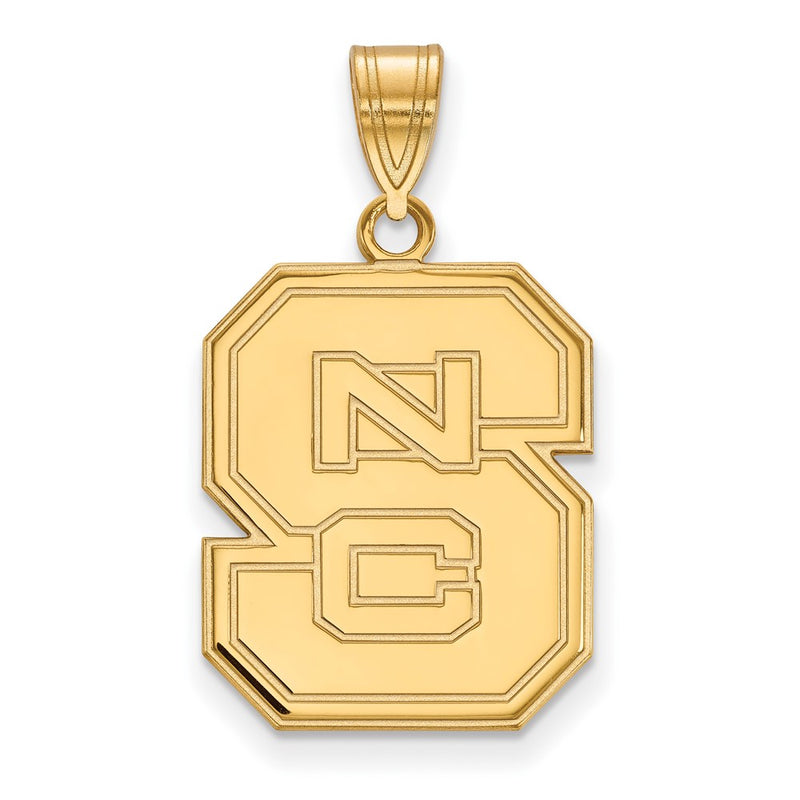 Gold Plated Sterling Silver Logoart North Carolina State University N C S Large Pendant