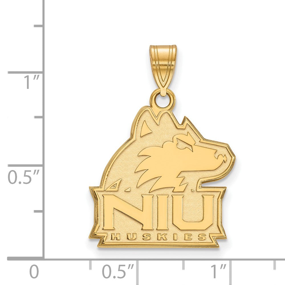 Gold Plated Sterling Silver Logoart Northern Illinois University N I U Huskies Large Pendant