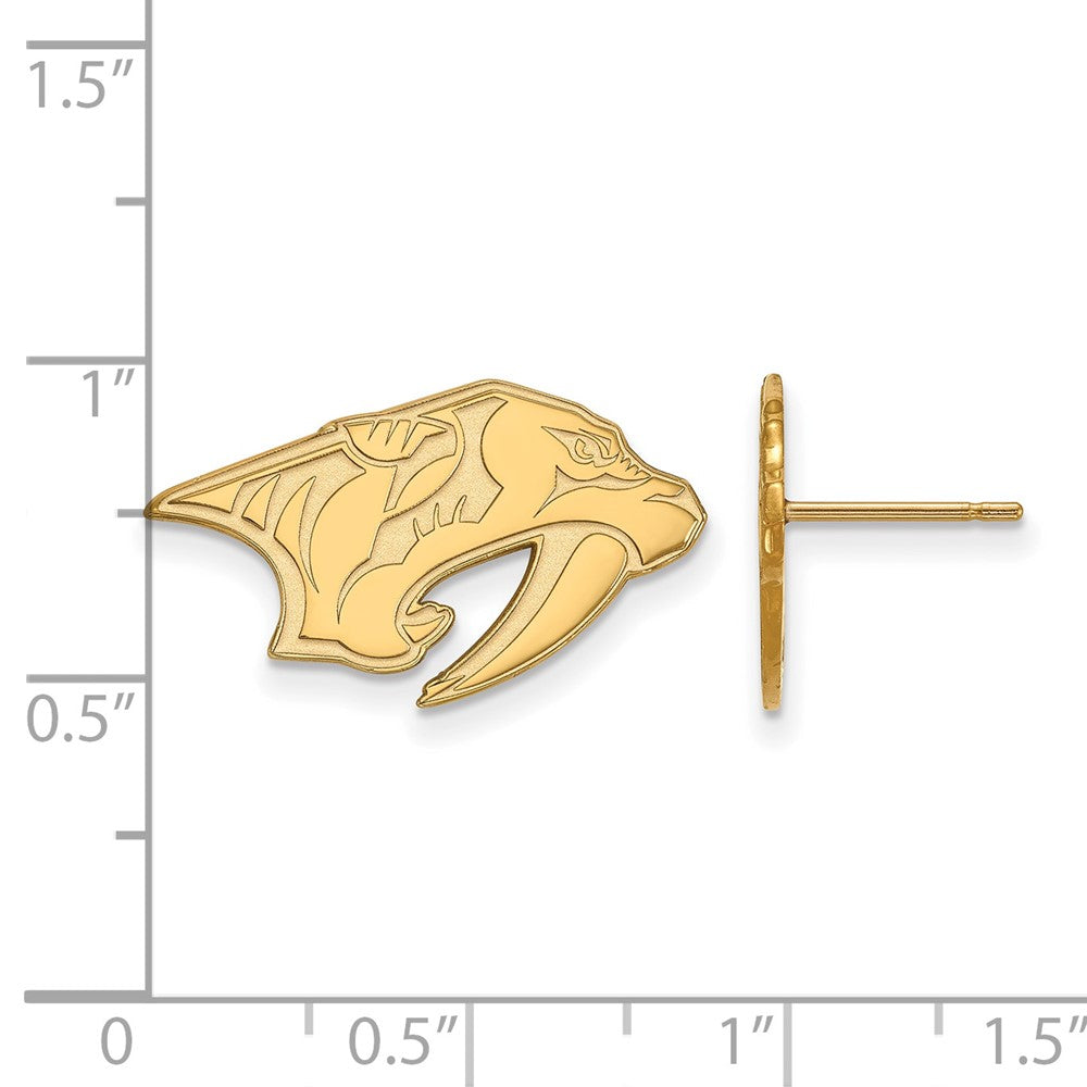 10K Yellow Gold Nhl Logoart Nashville Predators Small Post Earrings